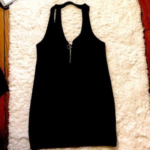 Cute ZARA Black Sleeveless Pinafore Overall Mini Dress